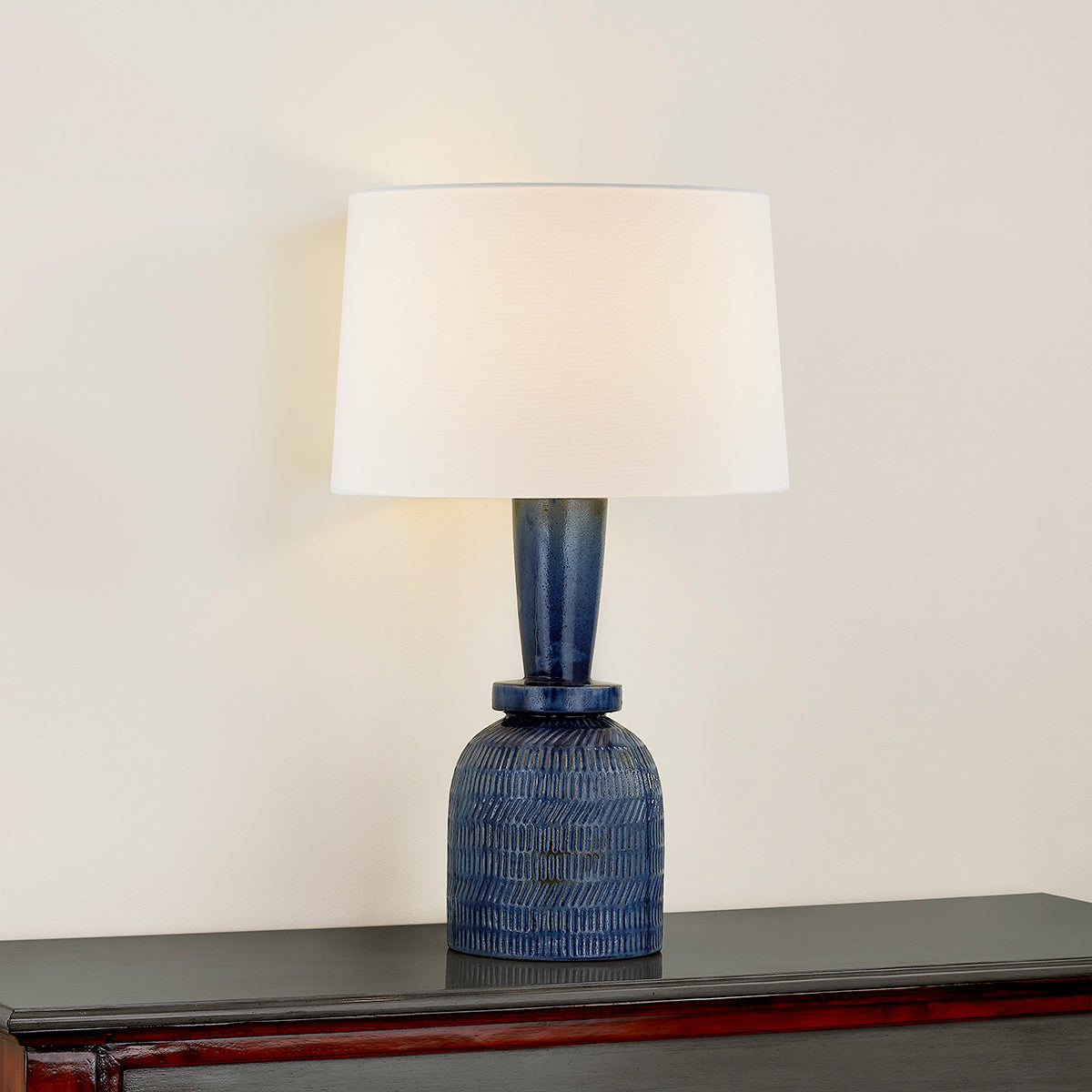 Mitzi by Hudson Valley Lighting Russo Table Lamp in Aged Brass / Ceramic Washed Cobalt, detail view 4