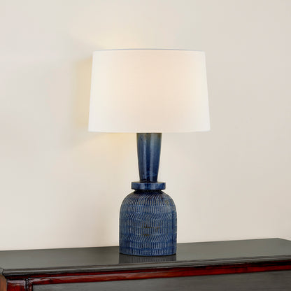 Mitzi by Hudson Valley Lighting Russo Table Lamp in Aged Brass / Ceramic Washed Cobalt, detail view 4