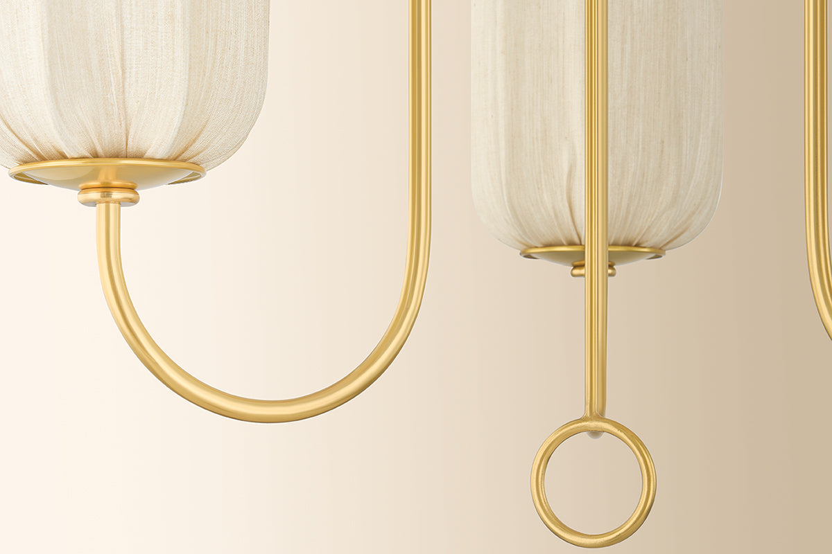 Mitzi by Hudson Valley Lighting Samantha Chandelier in Aged Brass, detail view 6