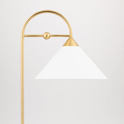 Mitzi by Hudson Valley Lighting Sang Floor Lamp in Aged Brass, detail view 2