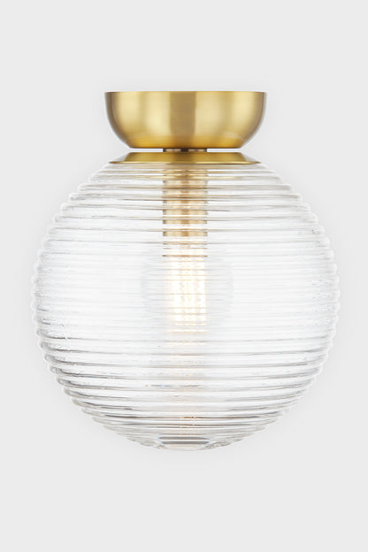 Mitzi by Hudson Valley Lighting Sara Flush Mount in Aged Brass, detail view 1
