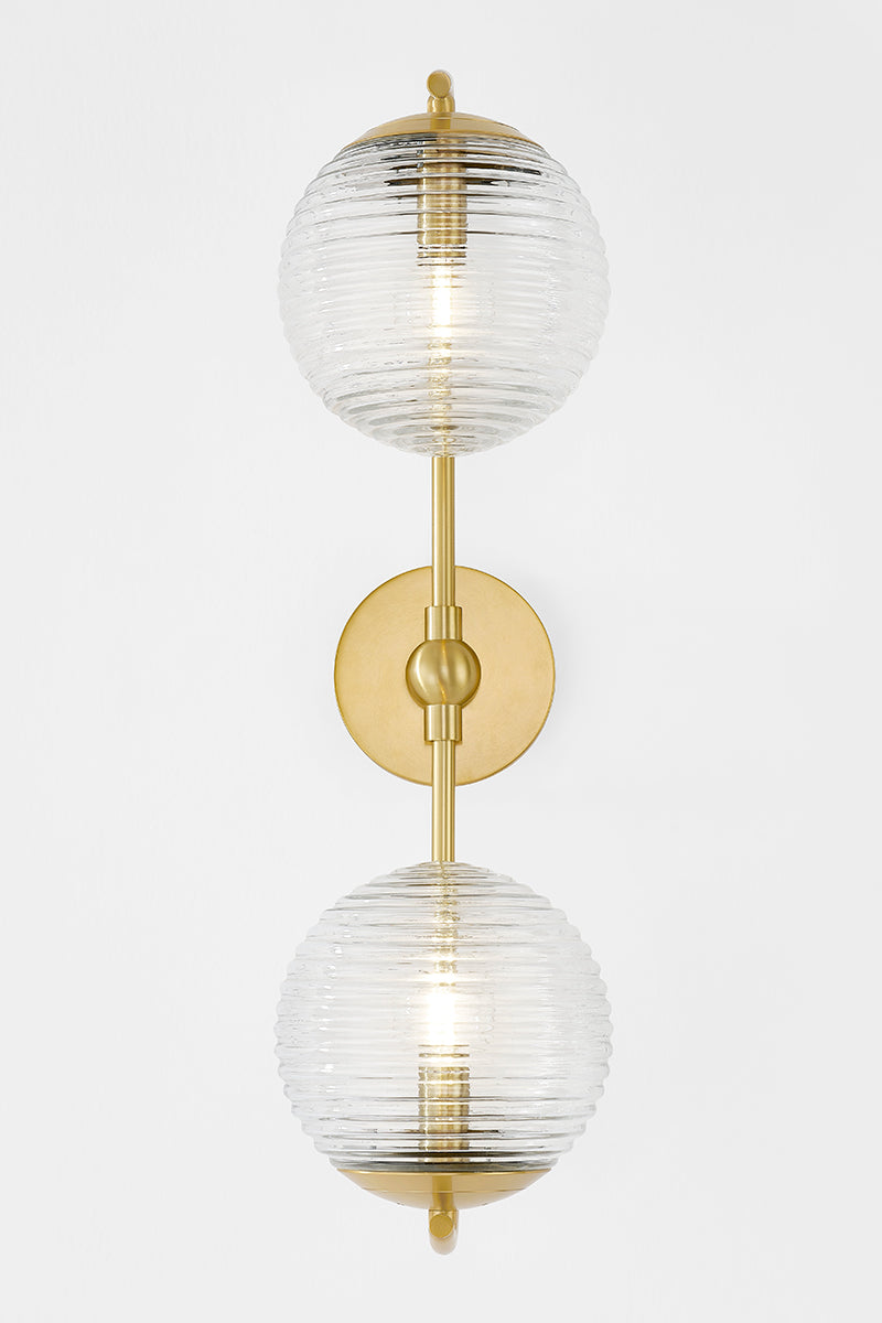 Mitzi by Hudson Valley Lighting Sara Wall Sconce in Aged Brass, detail view 1