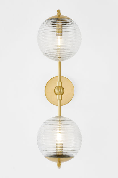 Mitzi by Hudson Valley Lighting Sara Wall Sconce in Aged Brass, detail view 1
