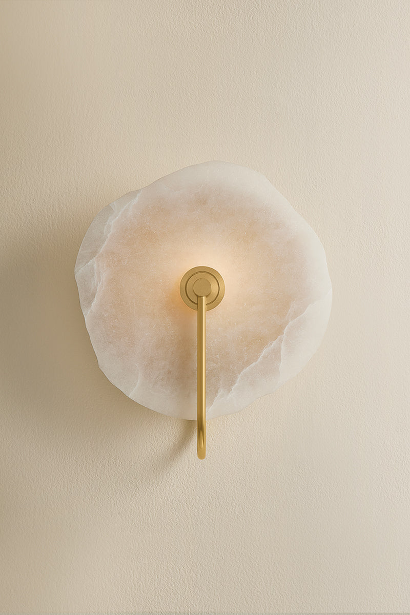 Mitzi by Hudson Valley Lighting Sariah Wall Sconce in Aged Brass / Alabaster, detail view 1