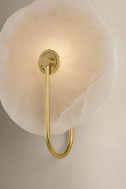 Mitzi by Hudson Valley Lighting Sariah Wall Sconce in Aged Brass / Alabaster, detail view 3