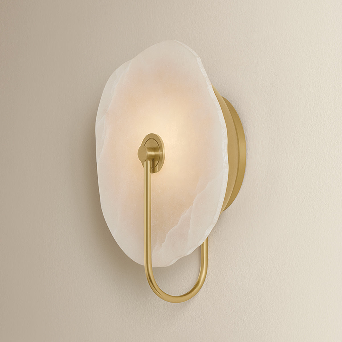 Mitzi by Hudson Valley Lighting Sariah Wall Sconce in Aged Brass / Alabaster, detail view 4