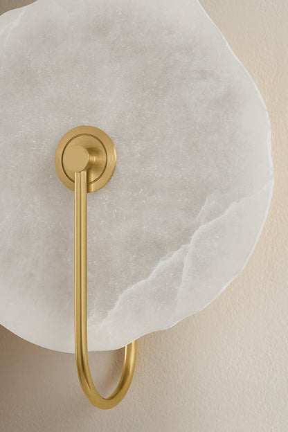 Mitzi by Hudson Valley Lighting Sariah Wall Sconce in Aged Brass / Alabaster, detail view 5