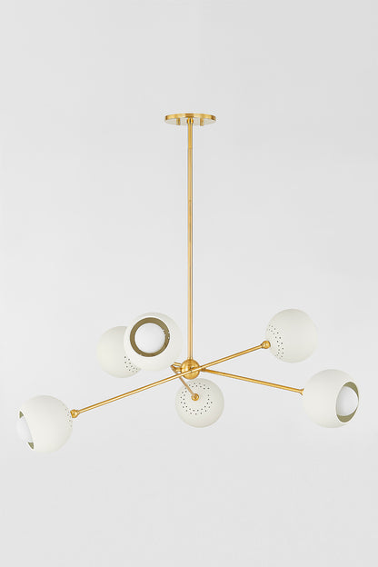 Mitzi by Hudson Valley Lighting Saylor Chandelier in Aged Brass / Soft Cream, detail view 1