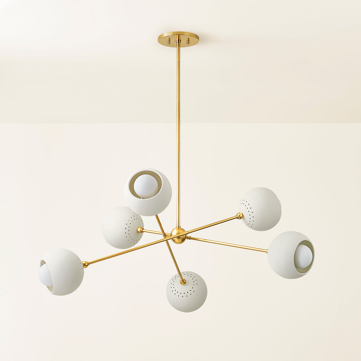 Mitzi by Hudson Valley Lighting Saylor Chandelier in Aged Brass / Soft Cream, detail view 2
