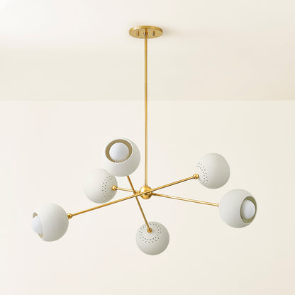 Mitzi by Hudson Valley Lighting Saylor Chandelier in Aged Brass / Soft Cream, detail view 2