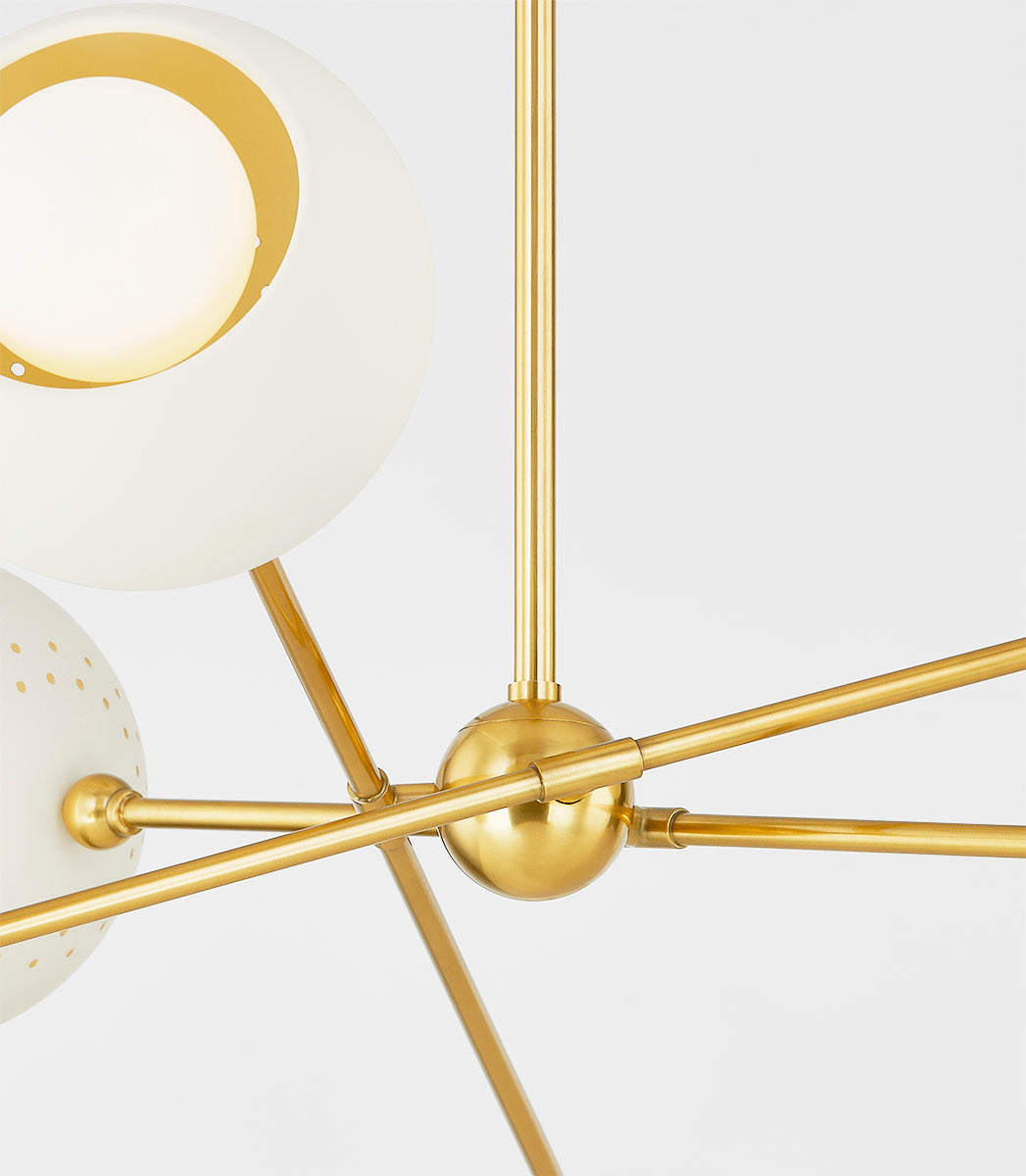 Mitzi by Hudson Valley Lighting Saylor Chandelier in Aged Brass / Soft Cream, detail view 3