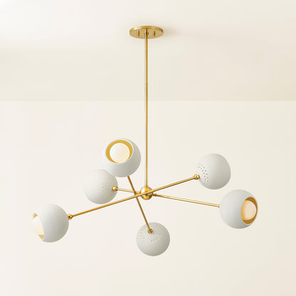 Mitzi by Hudson Valley Lighting Saylor Chandelier in Aged Brass / Soft Cream, detail view 4