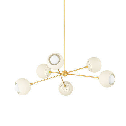 Mitzi by Hudson Valley Lighting Saylor Chandelier in Aged Brass / Soft Cream