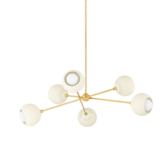 Mitzi by Hudson Valley Lighting Saylor Chandelier in Aged Brass / Soft Cream