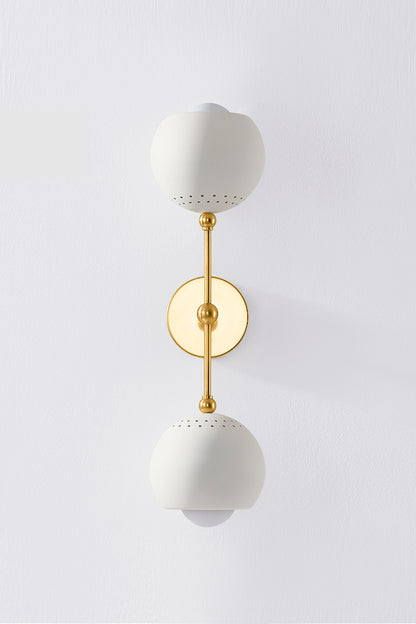 Mitzi by Hudson Valley Lighting Saylor Wall Sconce in Aged Brass / Soft Cream, detail view 1