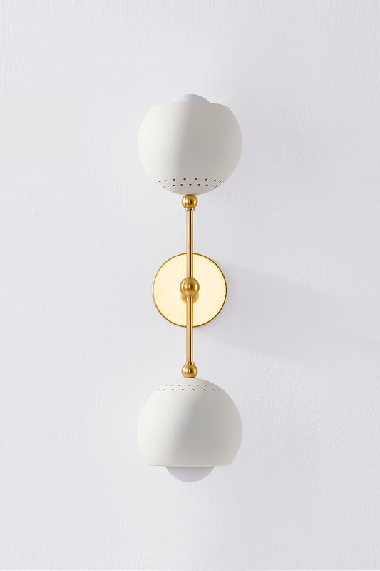 Mitzi by Hudson Valley Lighting Saylor Wall Sconce in Aged Brass / Soft Cream, detail view 1