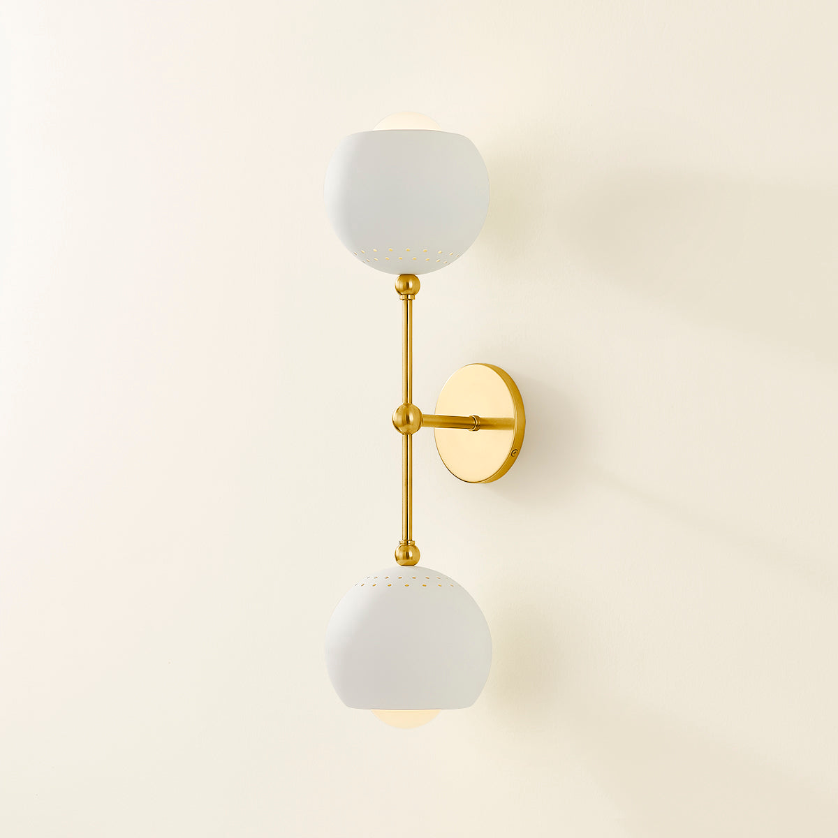 Mitzi by Hudson Valley Lighting Saylor Wall Sconce in Aged Brass / Soft Cream, detail view 4