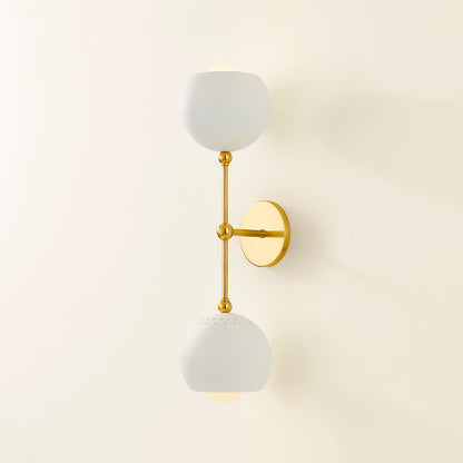 Mitzi by Hudson Valley Lighting Saylor Wall Sconce in Aged Brass / Soft Cream, detail view 4