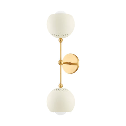 Mitzi by Hudson Valley Lighting Saylor Wall Sconce in Aged Brass / Soft Cream