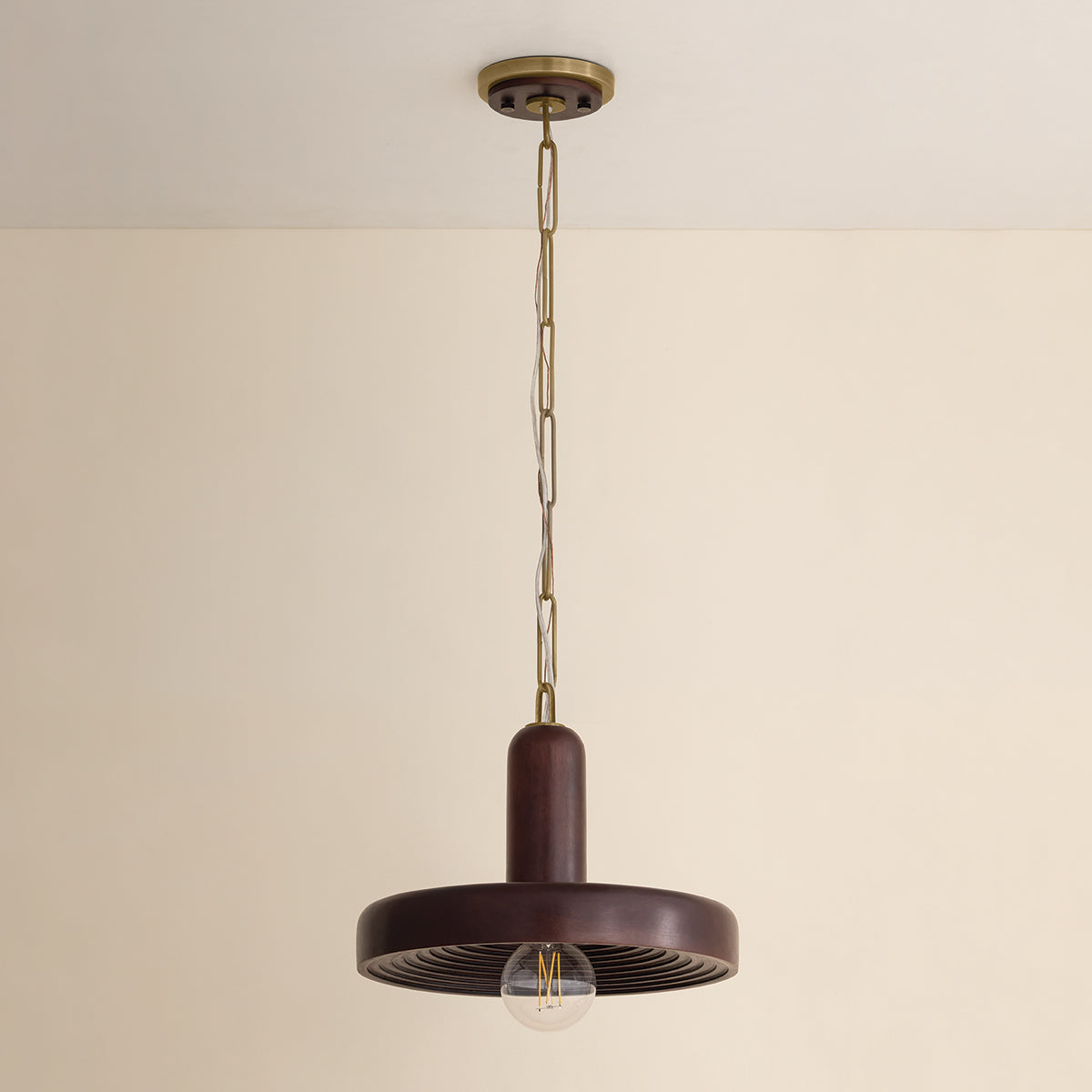 Mitzi by Hudson Valley Lighting Scheana Pendant in Aged Brass, detail view 14