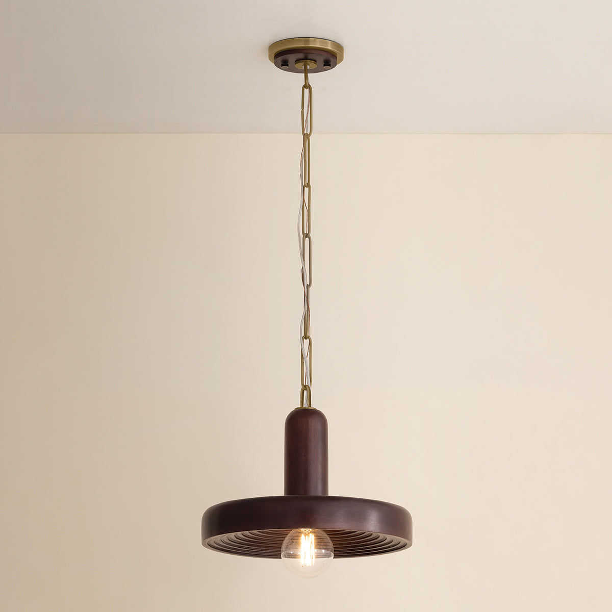 Mitzi by Hudson Valley Lighting Scheana Pendant in Aged Brass, detail view 15