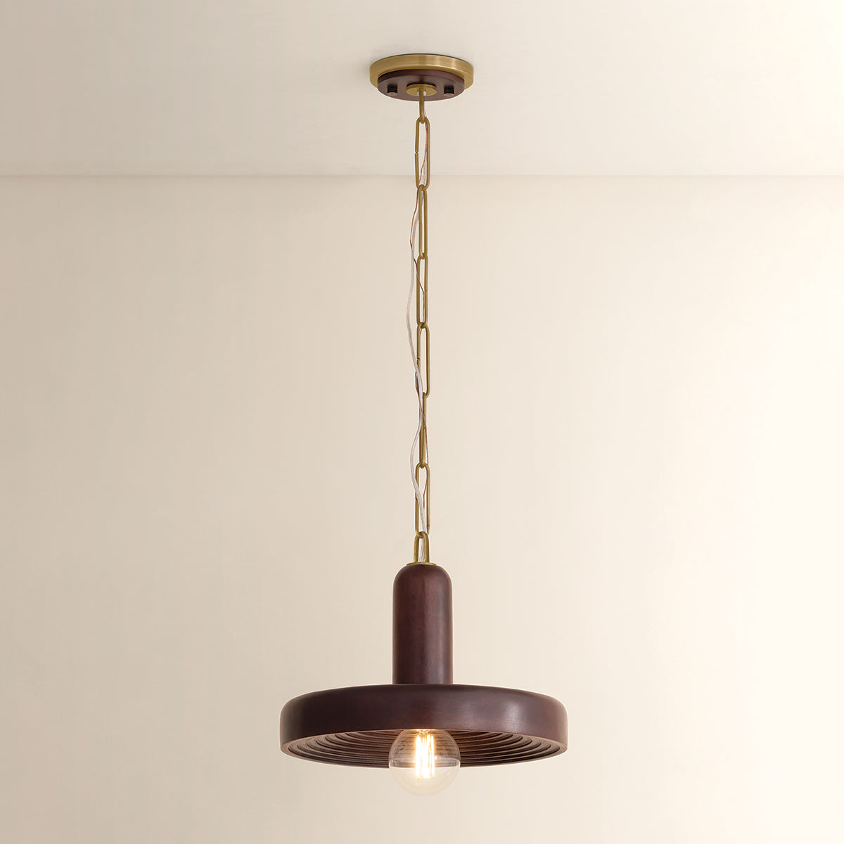 Mitzi by Hudson Valley Lighting Scheana Pendant in Aged Brass, detail view 17