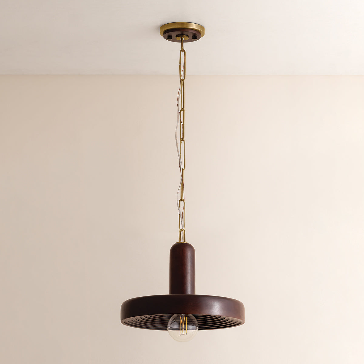 Mitzi by Hudson Valley Lighting Scheana Pendant in Aged Brass, detail view 18