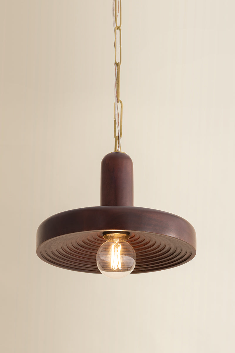 Mitzi by Hudson Valley Lighting Scheana Pendant in Aged Brass, detail view 8