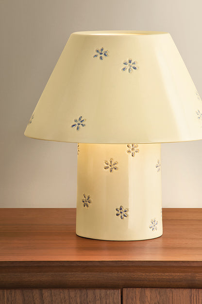 Mitzi by Hudson Valley Lighting Seraphine Table Lamp in Aged Brass / Ceramic Scattered Blossom, detail view 3