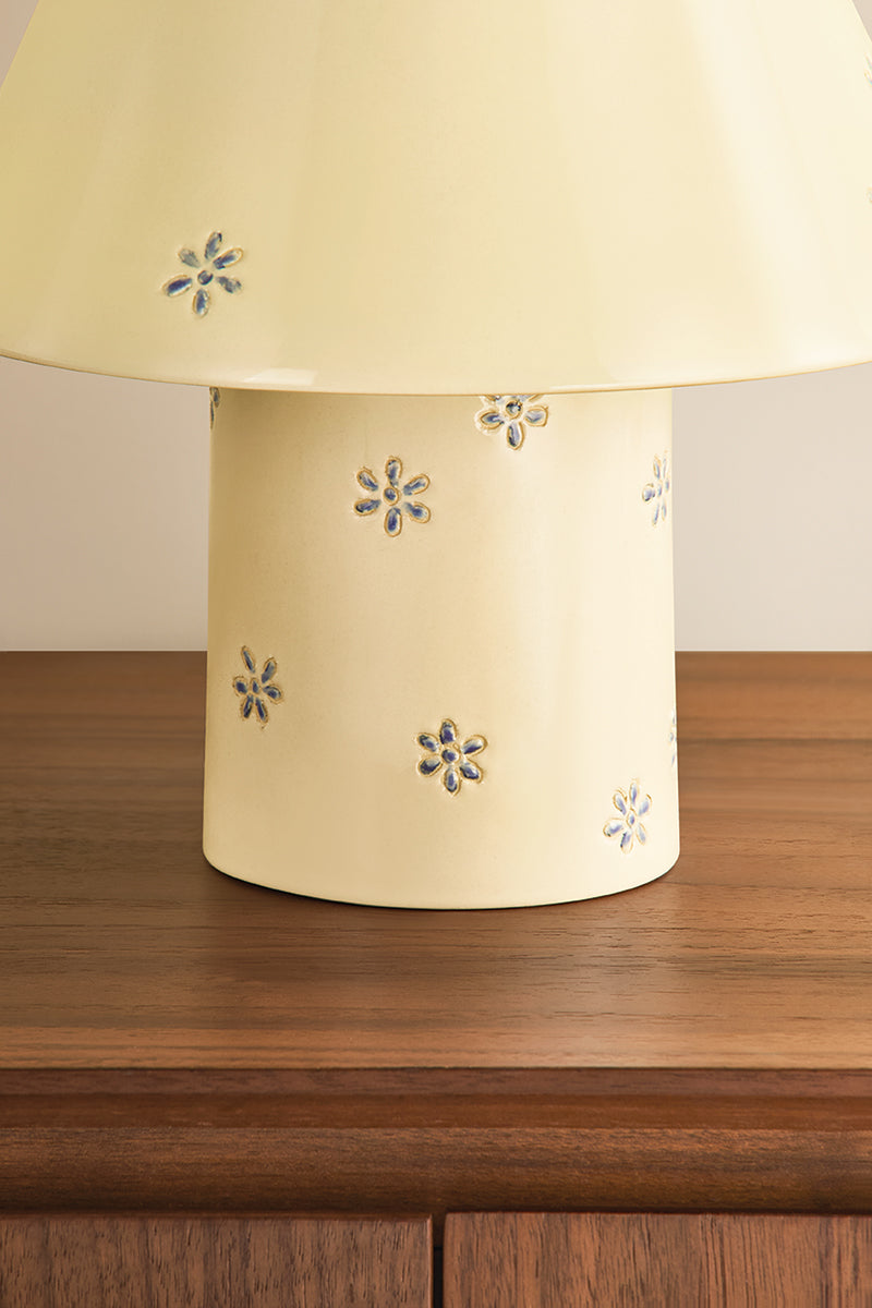 Mitzi by Hudson Valley Lighting Seraphine Table Lamp in Aged Brass / Ceramic Scattered Blossom, detail view 5
