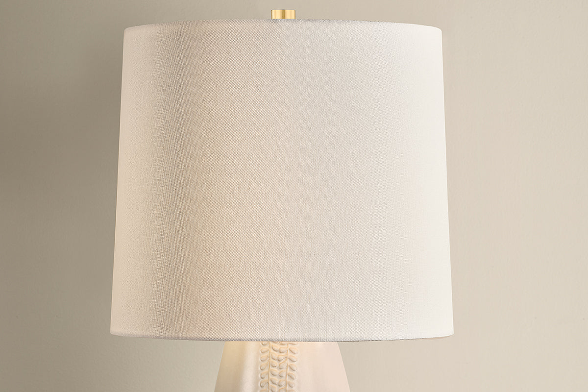 Mitzi by Hudson Valley Lighting Shavani Table Lamp in Aged Brass / Ceramic Honeydew, detail view 1