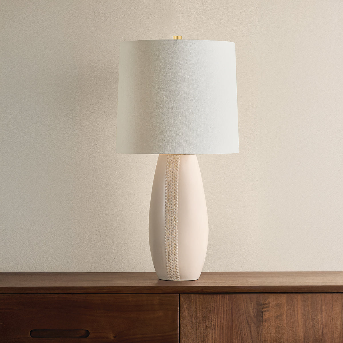 Mitzi by Hudson Valley Lighting Shavani Table Lamp in Aged Brass / Ceramic Honeydew, detail view 2