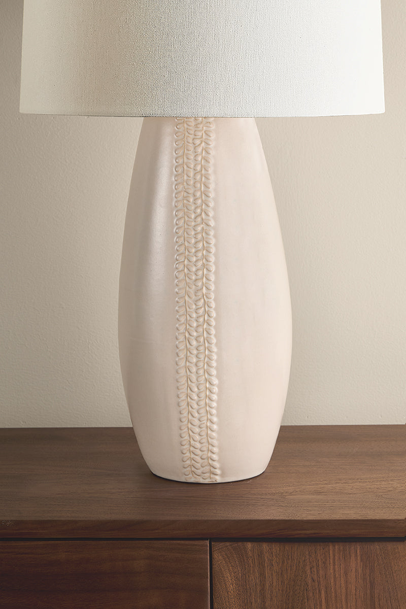 Mitzi by Hudson Valley Lighting Shavani Table Lamp in Aged Brass / Ceramic Honeydew, detail view 3