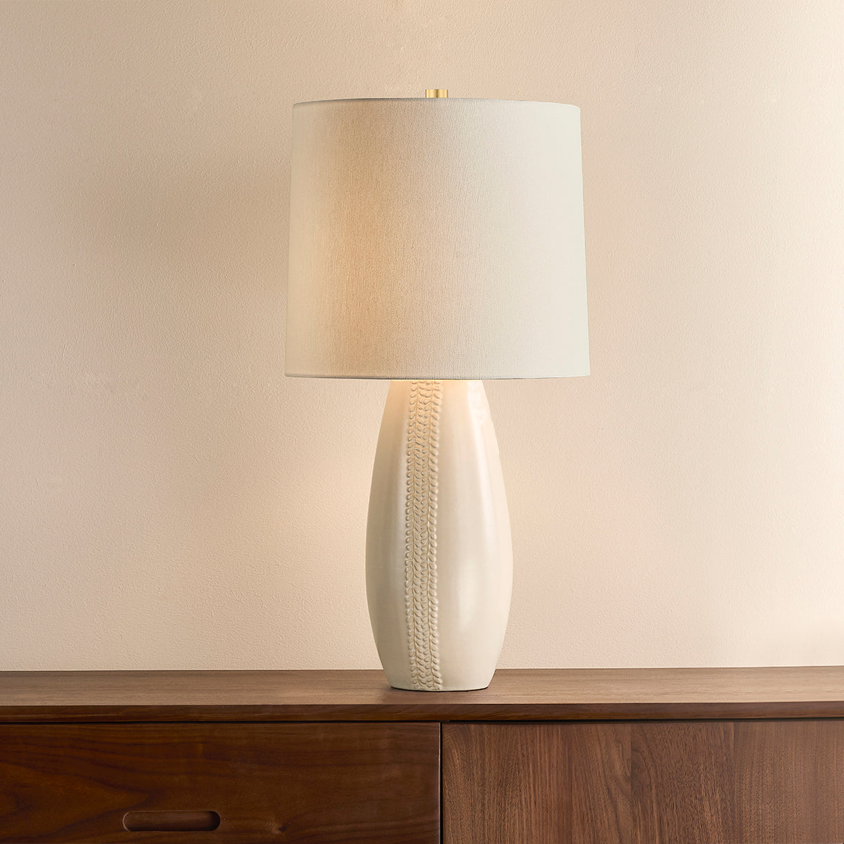 Mitzi by Hudson Valley Lighting Shavani Table Lamp in Aged Brass / Ceramic Honeydew, detail view 4