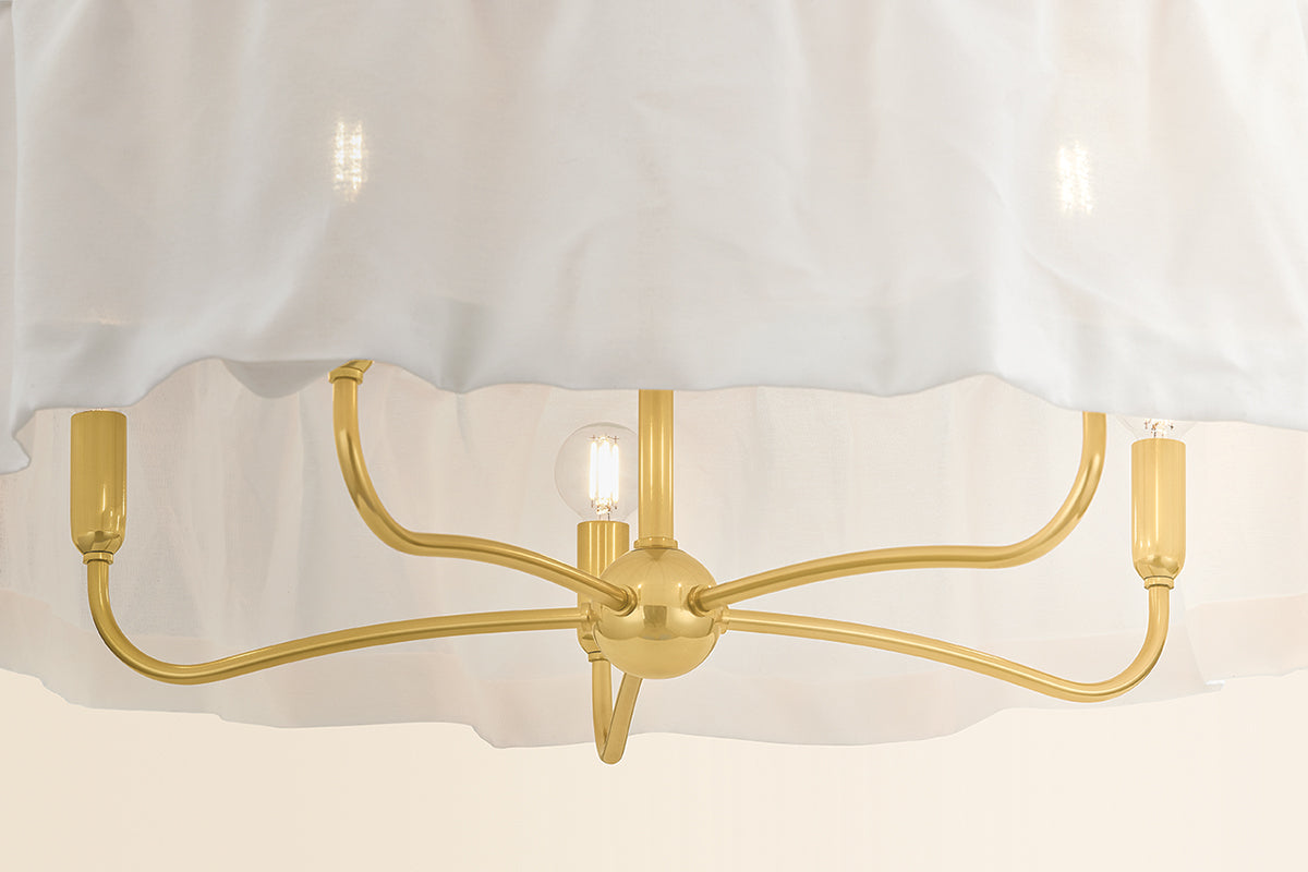 Mitzi by Hudson Valley Lighting Shivonne 5-Light Chandelier in Aged Brass, detail view 3