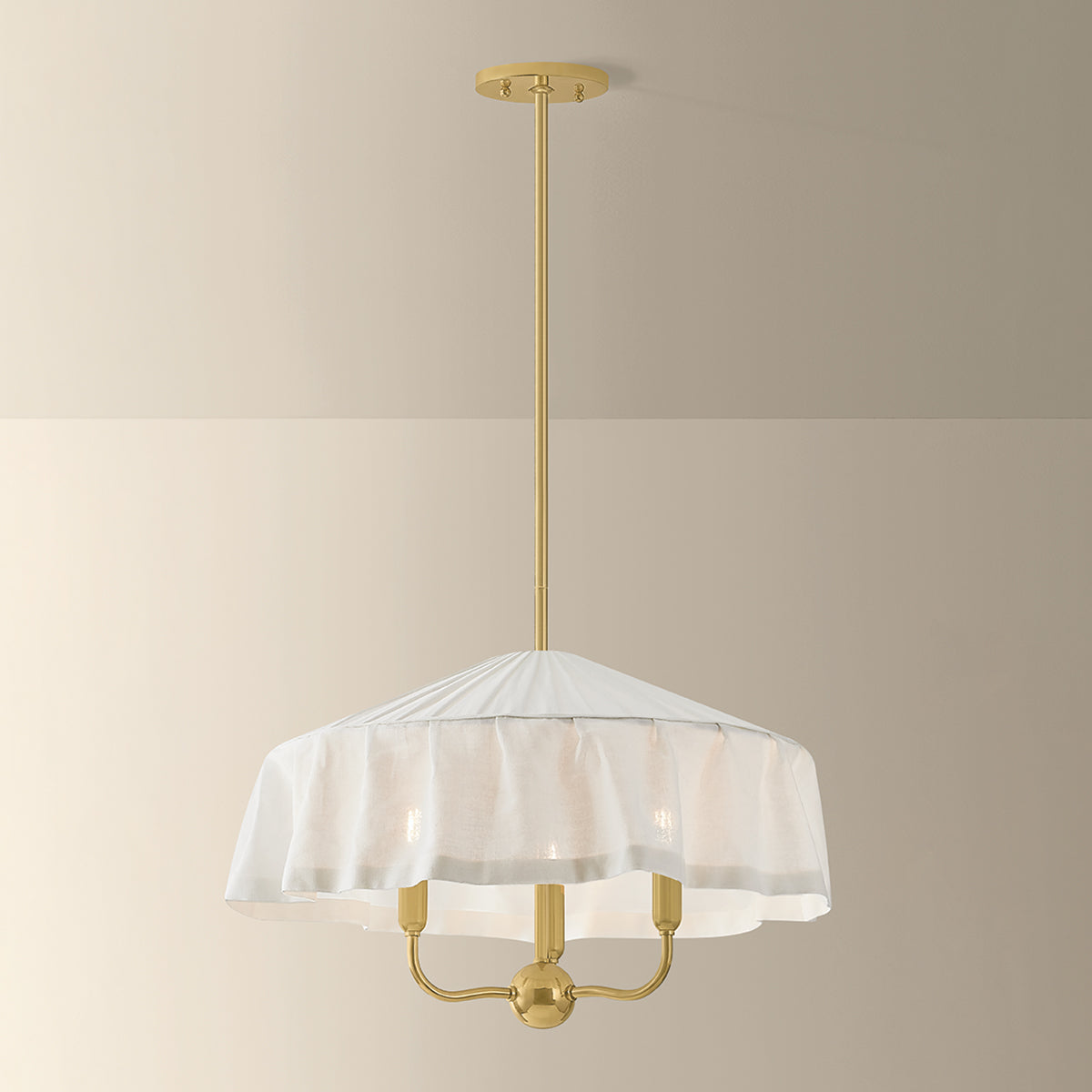 Mitzi by Hudson Valley Lighting Shivonne 3-Light Chandelier in Aged Brass, detail view 4