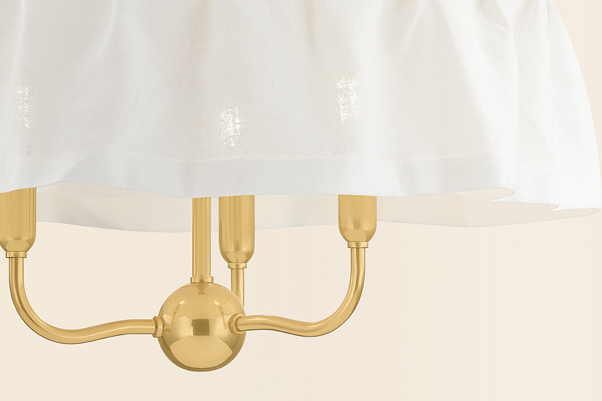 Mitzi by Hudson Valley Lighting Shivonne 3-Light Chandelier in Aged Brass, detail view 6