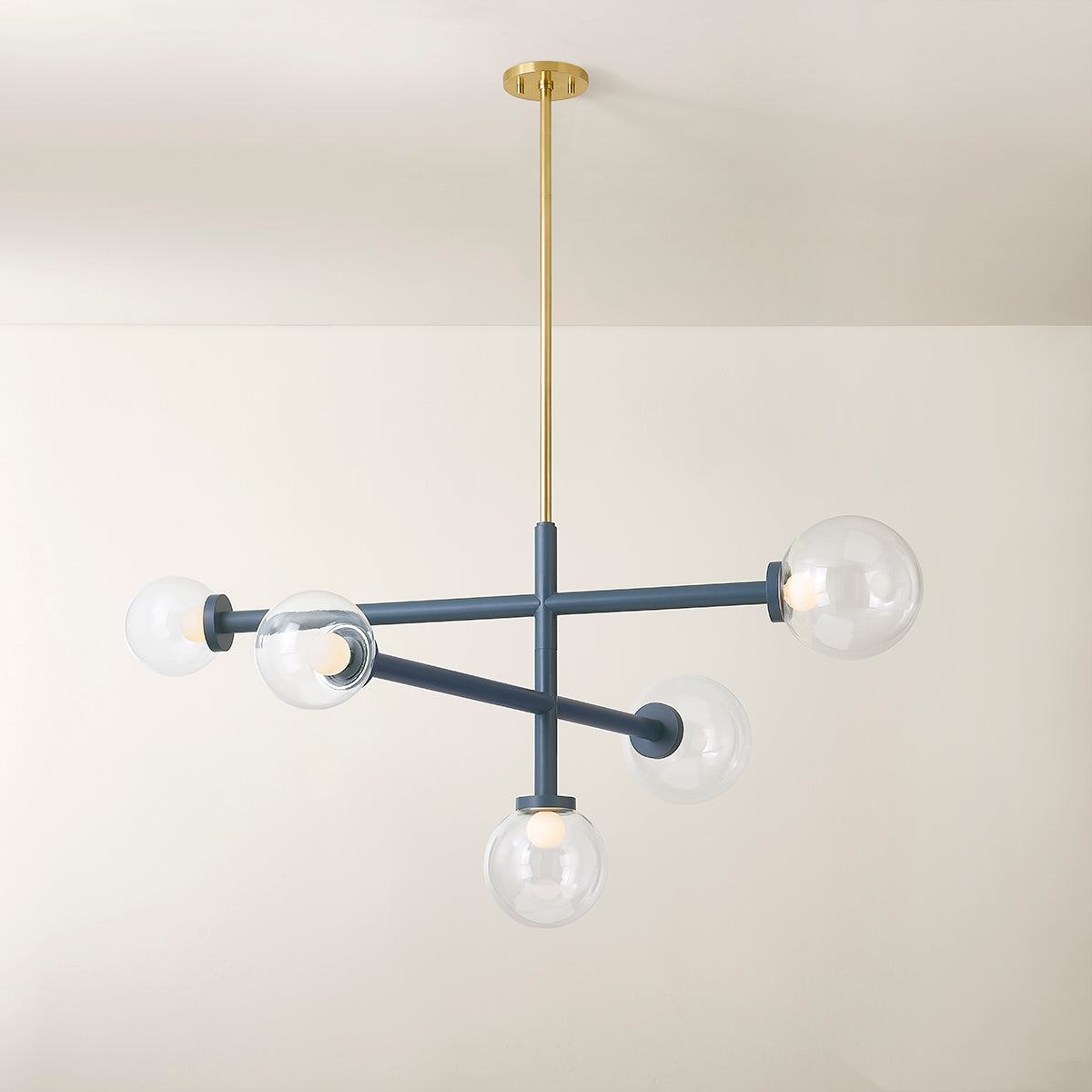 Mitzi by Hudson Valley Lighting Sia Chandelier in Aged Brass / Slate Blue, detail view 4