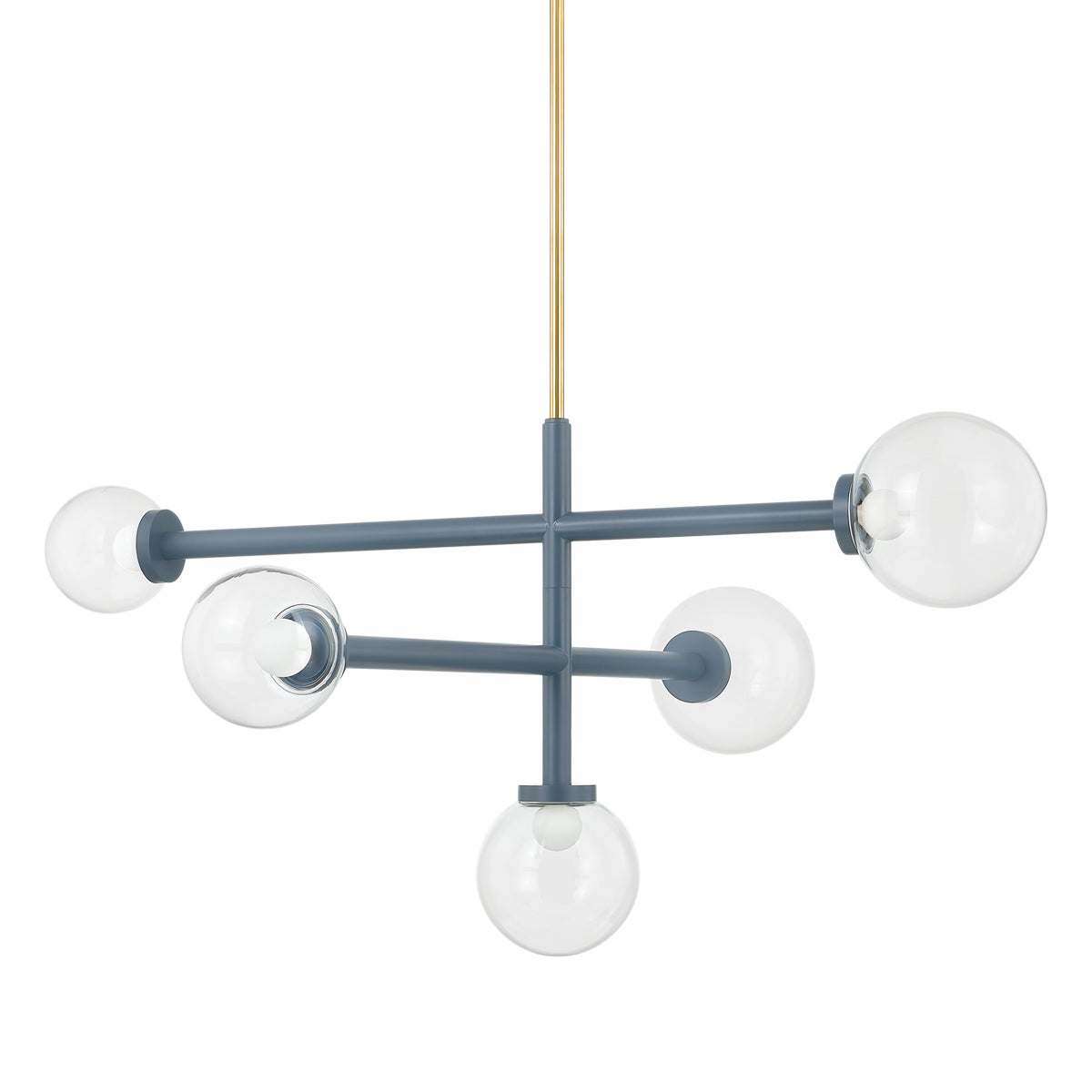 Mitzi by Hudson Valley Lighting Sia Chandelier in Aged Brass / Slate Blue