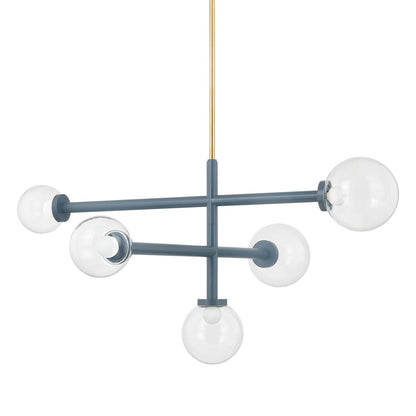 Mitzi by Hudson Valley Lighting Sia Chandelier in Aged Brass / Slate Blue