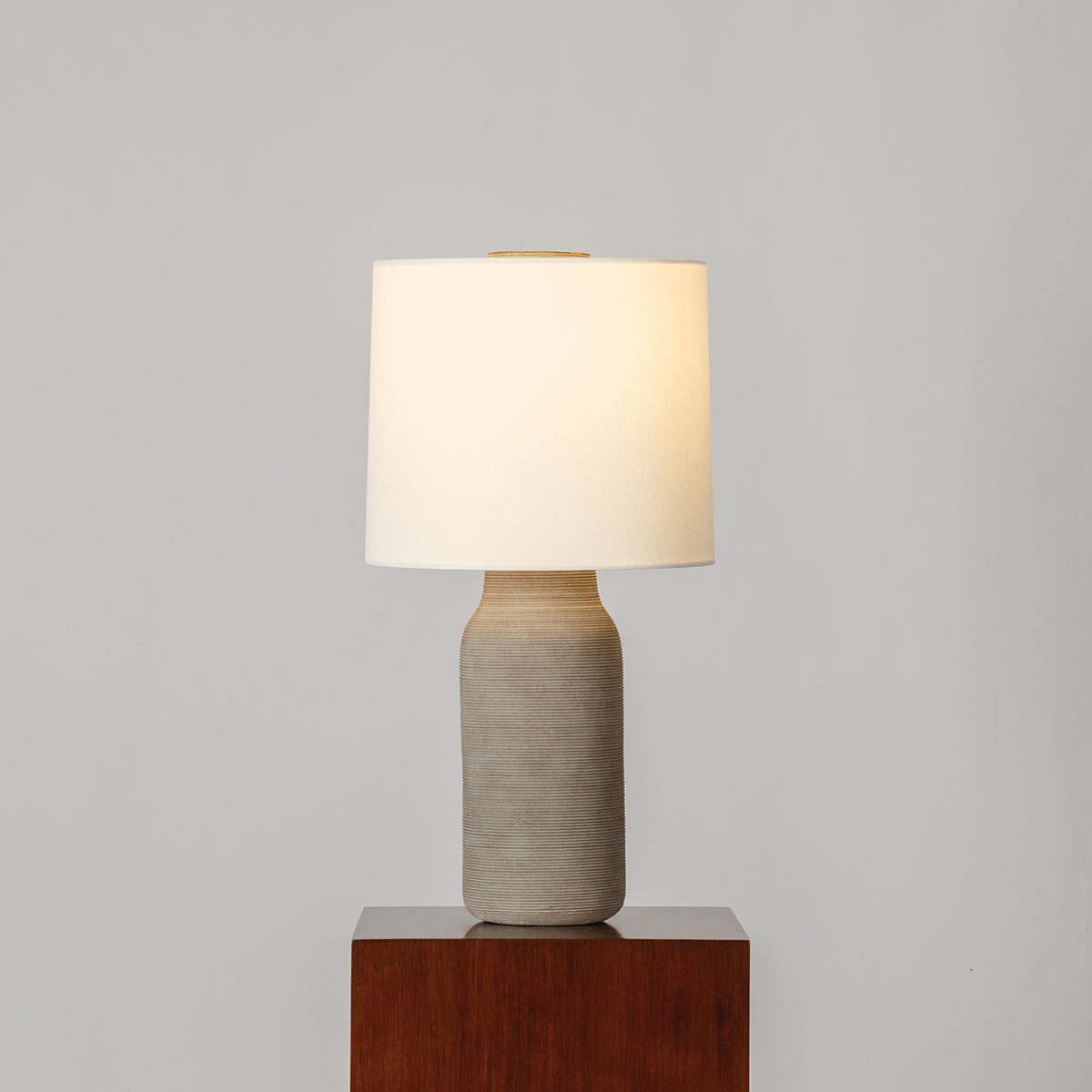 Mitzi by Hudson Valley Lighting Stassi Table Lamp in Aged Brass / Ceramic Stria Terra, detail view 3
