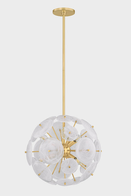 Mitzi by Hudson Valley Lighting Tamara 6-Light Chandelier in Aged Brass, detail view 1