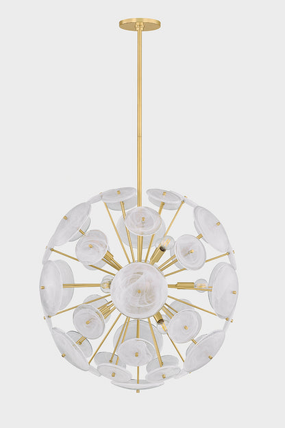 Mitzi by Hudson Valley Lighting Tamara 9-Light Chandelier in Aged Brass, detail view 1