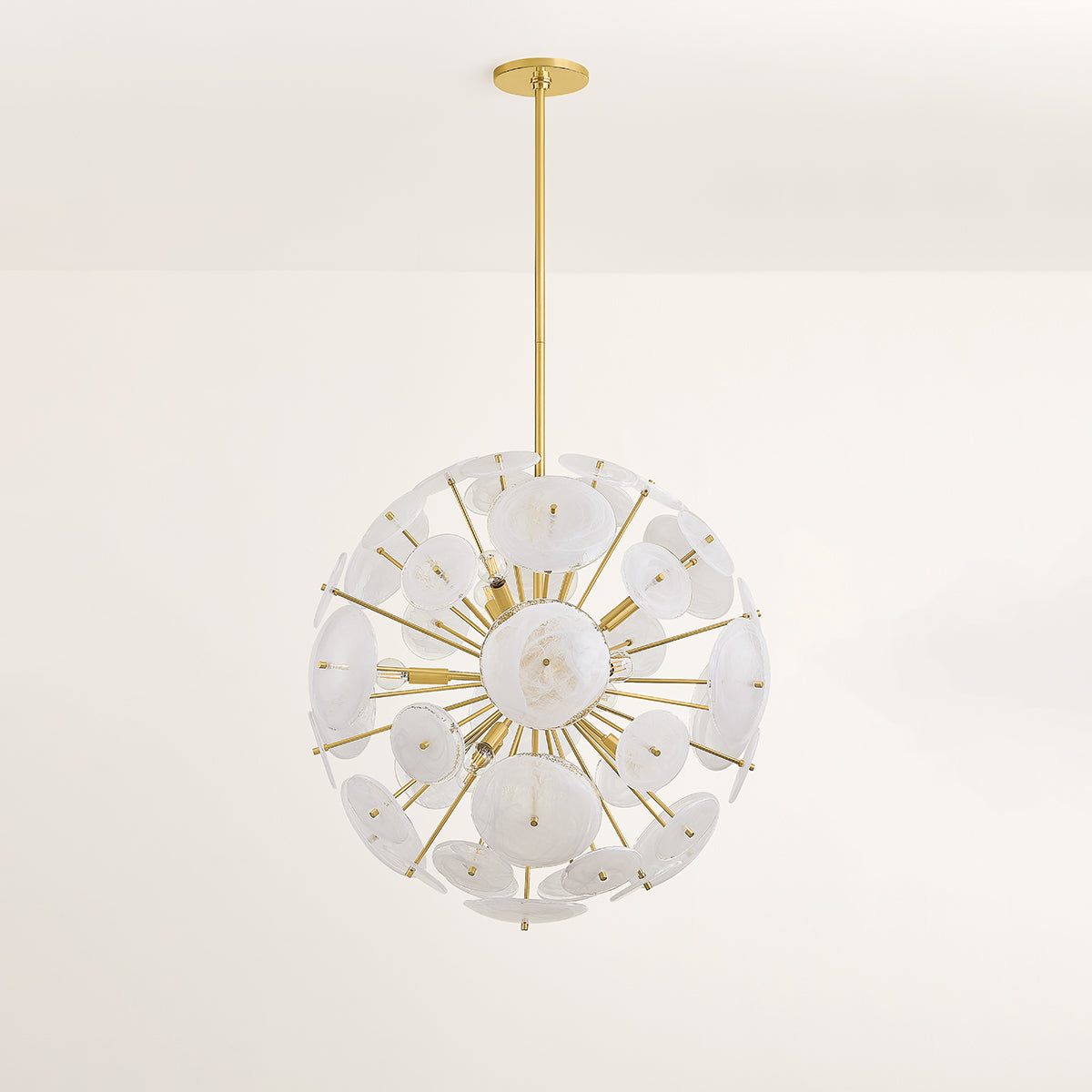 Mitzi by Hudson Valley Lighting Tamara 9-Light Chandelier in Aged Brass, detail view 2
