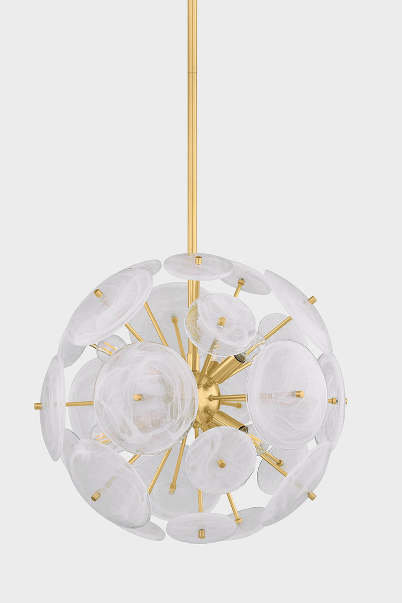 Mitzi by Hudson Valley Lighting Tamara 6-Light Chandelier in Aged Brass, detail view 3