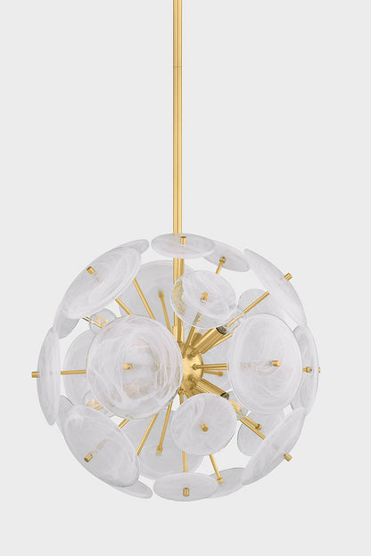 Mitzi by Hudson Valley Lighting Tamara 6-Light Chandelier in Aged Brass, detail view 3