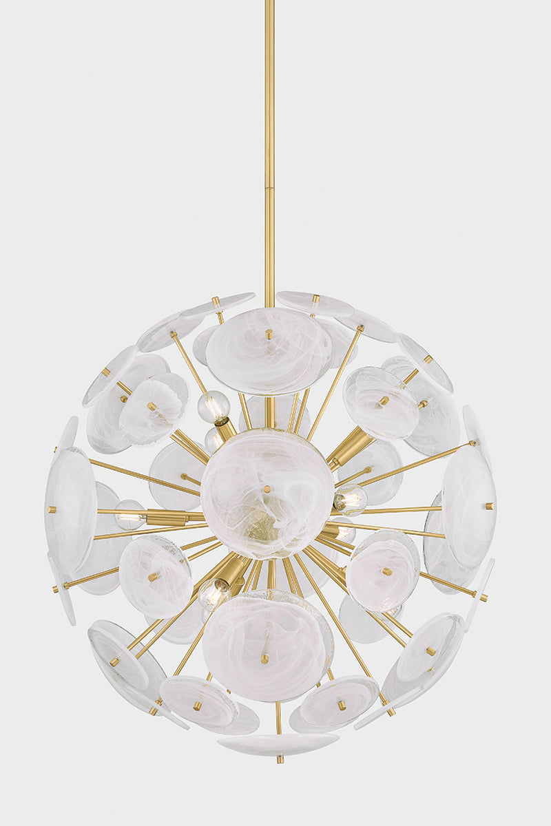 Mitzi by Hudson Valley Lighting Tamara 9-Light Chandelier in Aged Brass, detail view 3