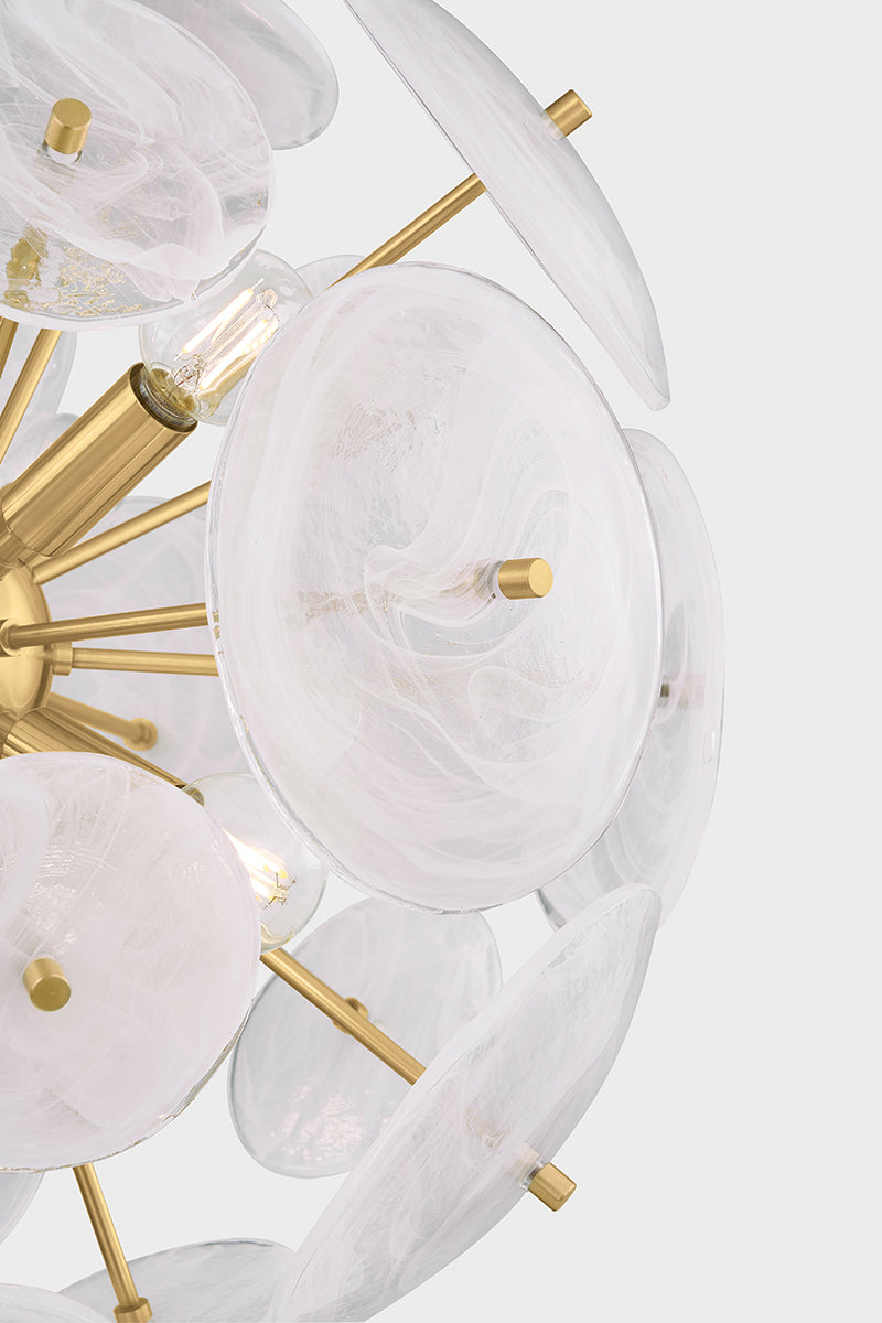 Mitzi by Hudson Valley Lighting Tamara 6-Light Chandelier in Aged Brass, detail view 6