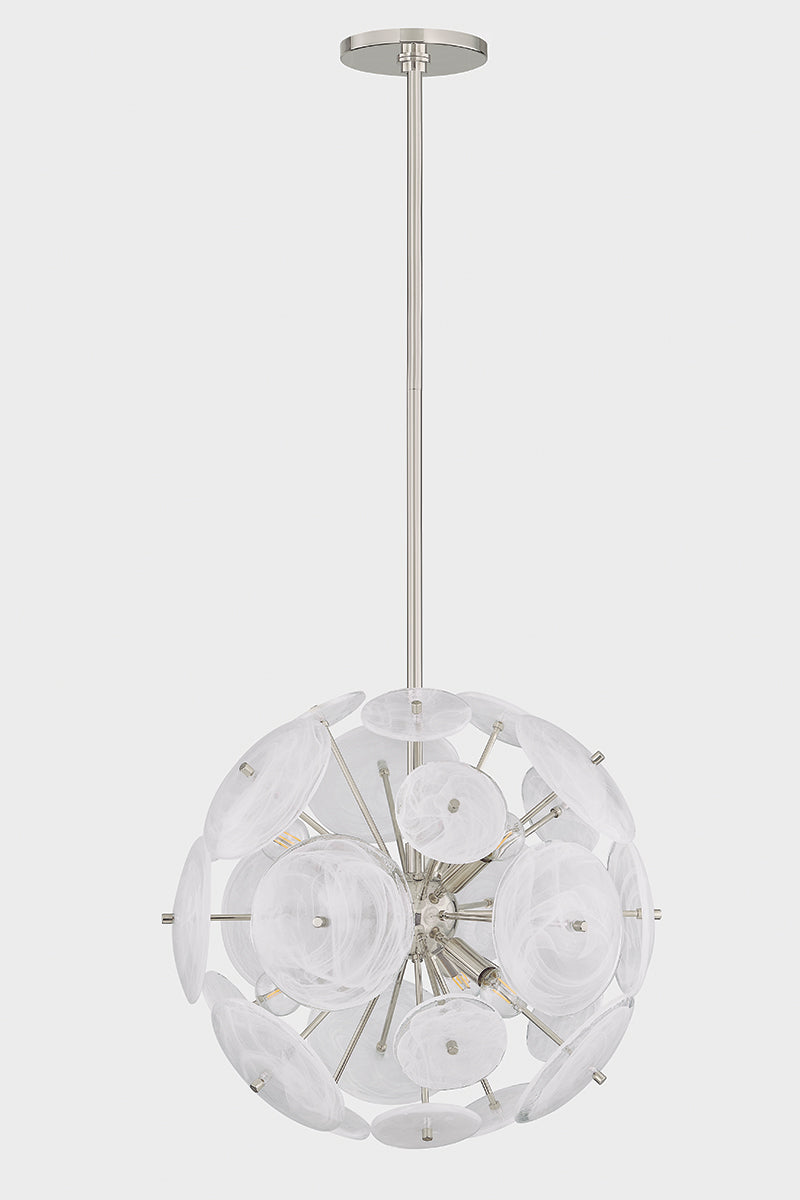 Mitzi by Hudson Valley Lighting Tamara 6-Light Chandelier in Polished Nickel, detail view 1
