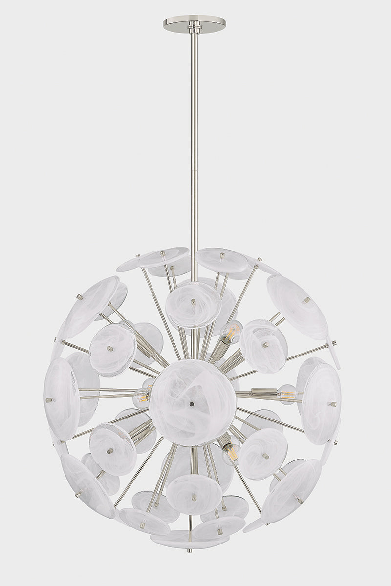Mitzi by Hudson Valley Lighting Tamara 9-Light Chandelier in Polished Nickel, detail view 1